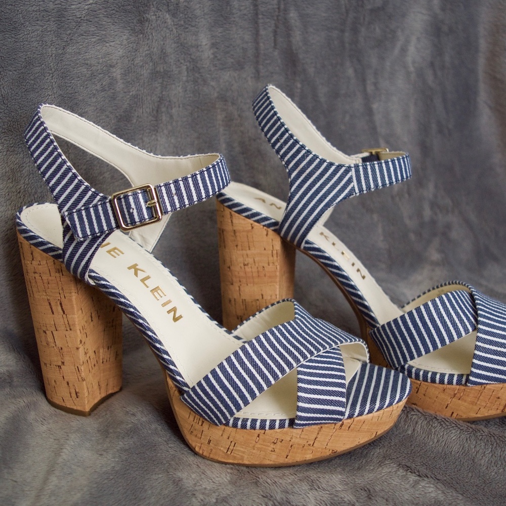Stripped Heeled Sandals